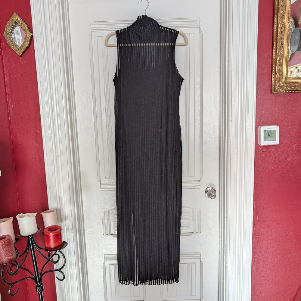 Forever 21 Goth Striped Mesh Turtlneck Maxi Dress Size XL NWT - Picture 3 of 10